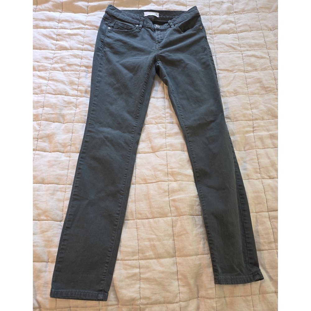 Loft‎ Size 0 Modern Skinny 5 Pocket Ankle Jean Midnight Green Grey